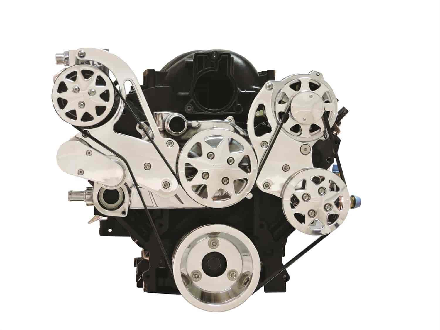 Front Drive System LS7 w/ Tuff Stuff Water Pump Polished w/ AC and Power Steering