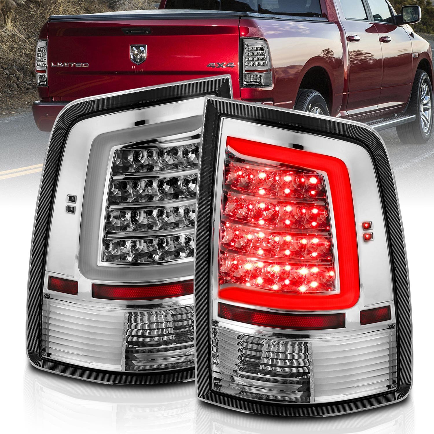 311320 Chrome LED Taillights for Select 2008-2019 Ram