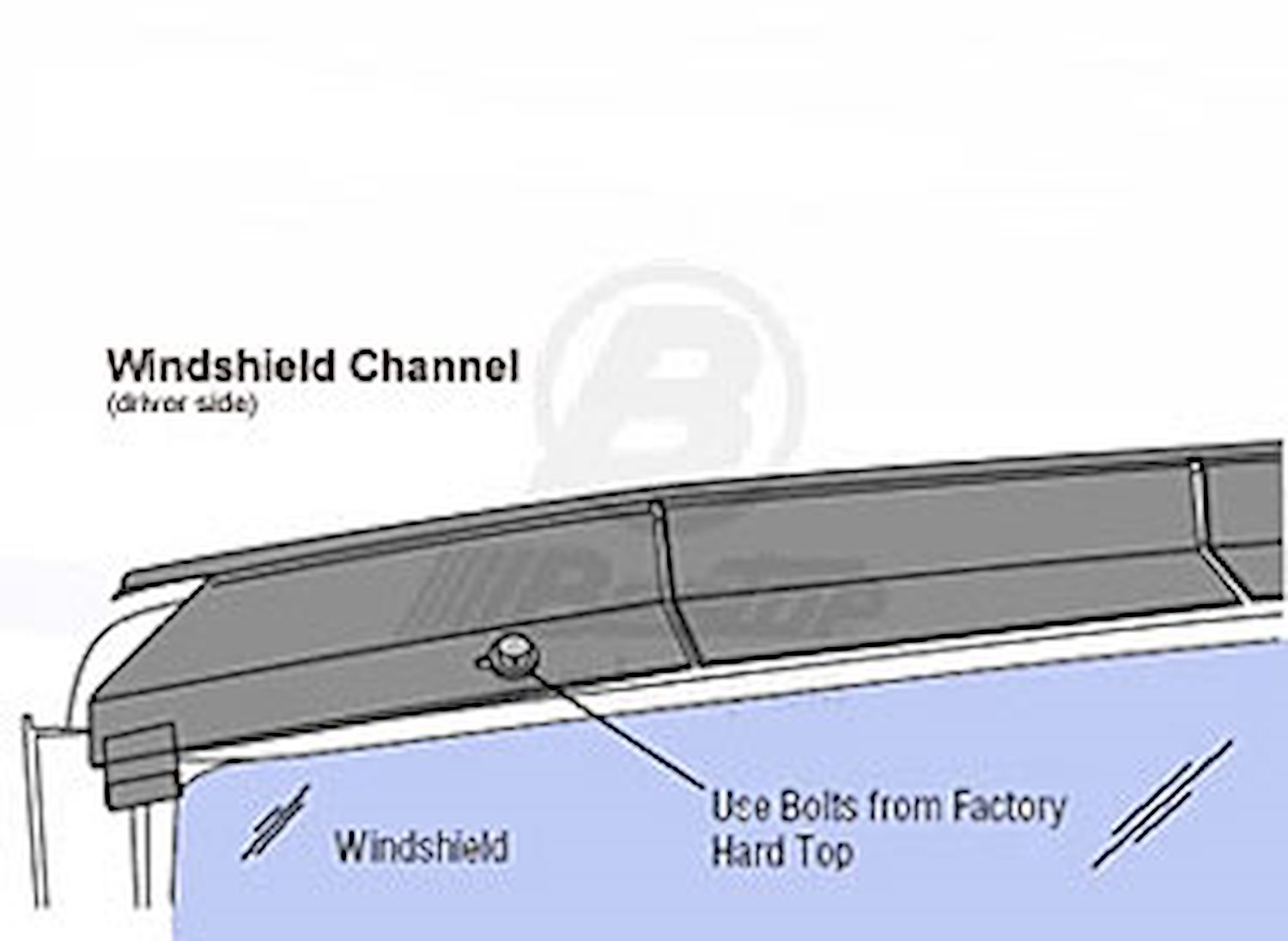 Windshield Channel, Black, 2 pc., Drill-In Style w/Self-Tapping Screws,