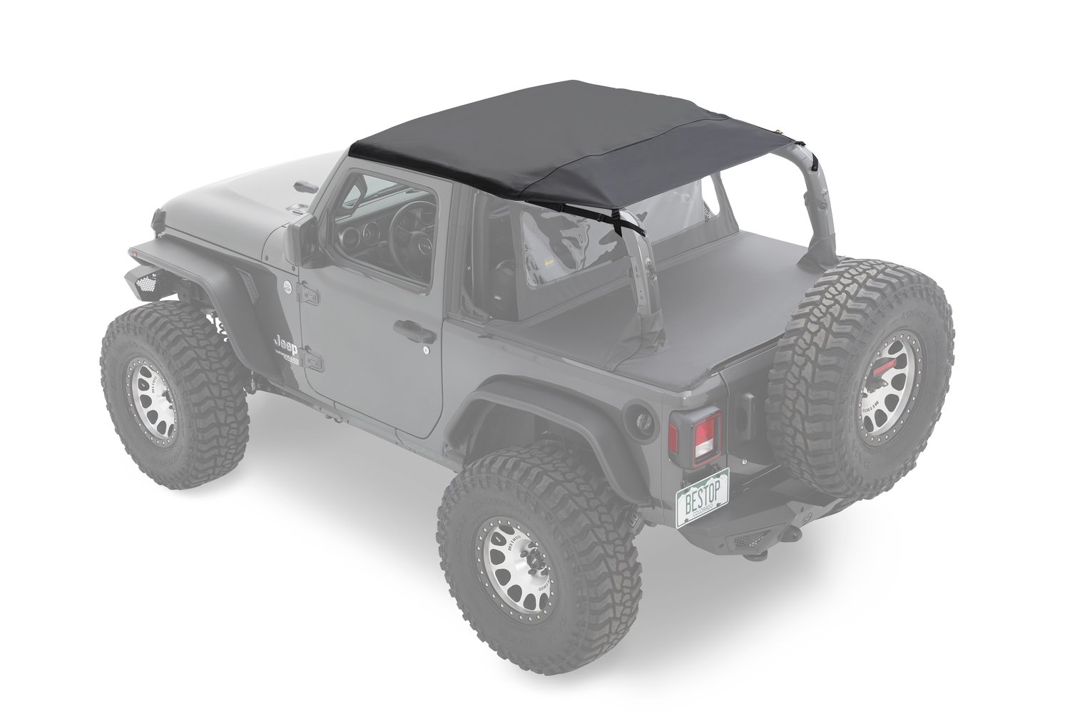 Header Extended Safari Cable Style Bikini Top, Black Diamond, Incl. Windshield Header, Requires Soft Top Door Surrounds,