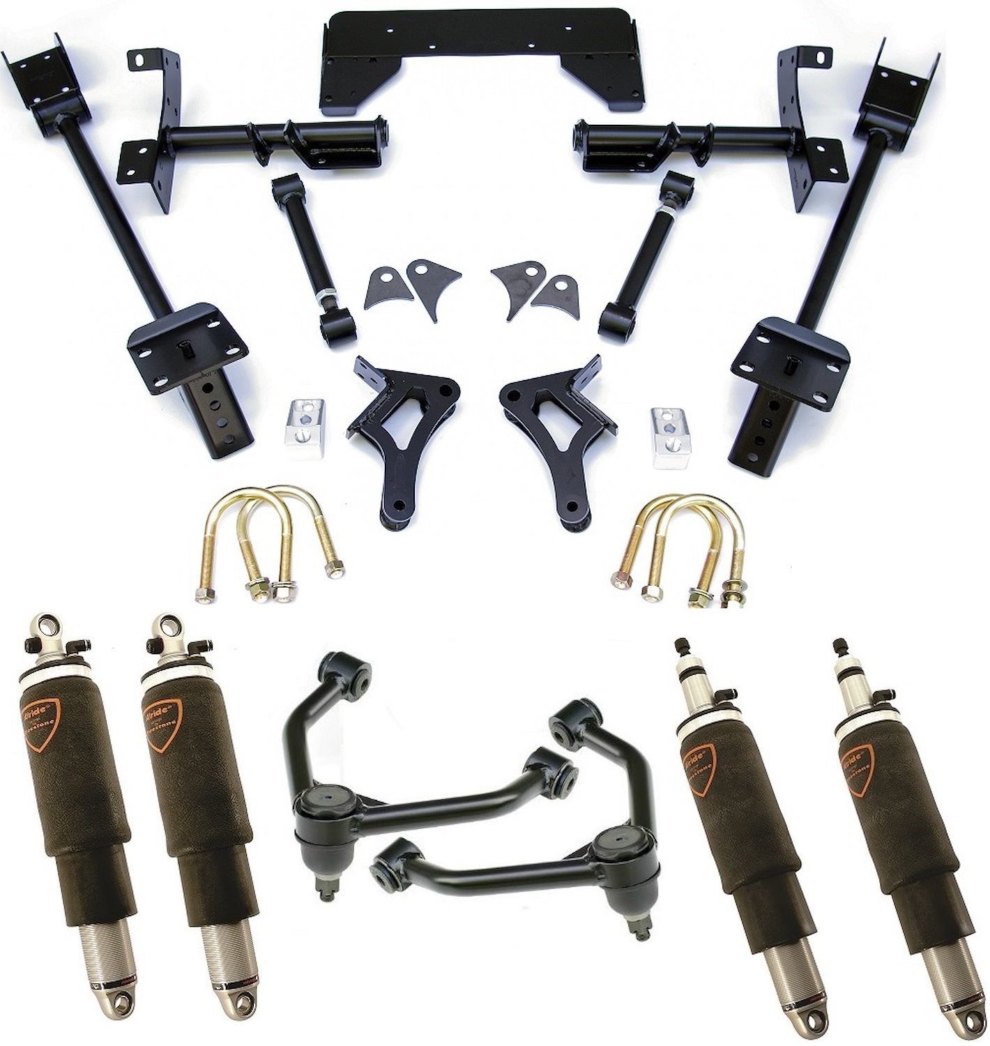 Air Suspension System for 70-74 Mopar E Body. Includes front HQ Series Shockwaves/ upper StrongArms/
