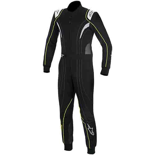 KMX-5 Youth Kart Suit Black/Silver/Yellow