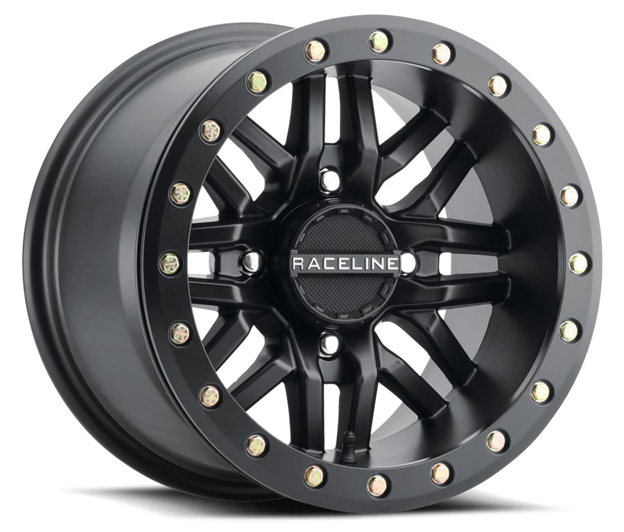 A91B RYNO Wheel Size: 15 X 10" Bolt Pattern: 4X137 mm [Black w/ Black Beadlock Ring]