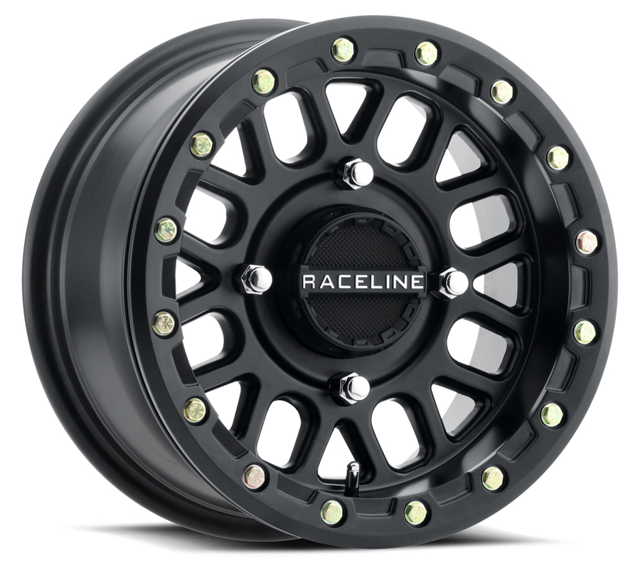 A93B PODIUM Wheel Size: 14 X 7" Bolt Pattern: 4X137 mm [Satin Black w/ Black Beadlock Ring]