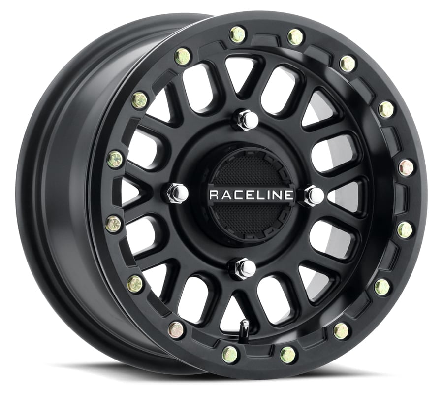 A93B PODIUM Wheel Size: 14 X 7" Bolt Pattern: 4X156 mm [Satin Black w/ Black Beadlock Ring]