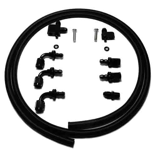 LS Engine Steam Vent Kit -04AN Black Fittings and Hose For EFI or Carb Applications