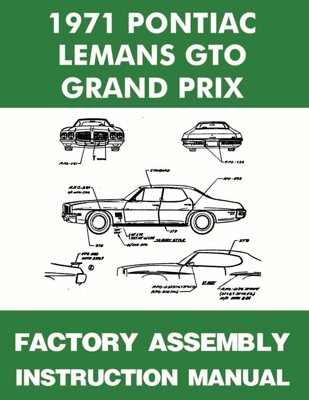 Factory Assembly Manual 1971 Pontiac GTO, Lemans &