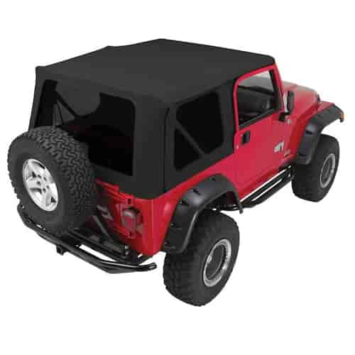 Black Diamond Complete Soft Top w/ Tinted Windows for 1976-1986 Jeep CJ7 & 1987-1995 Jeep Wrangler YJ