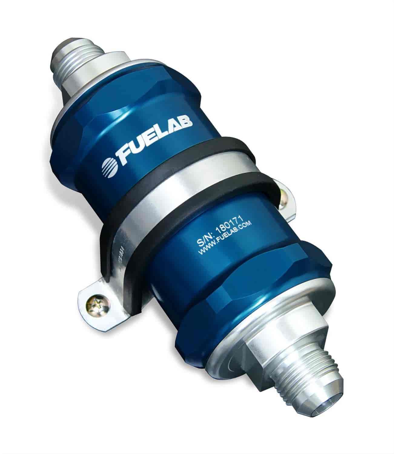 In-Line Fuel Filter Standard Length -8AN Inlet/-6AN Outlet 40 micron stainless steel element