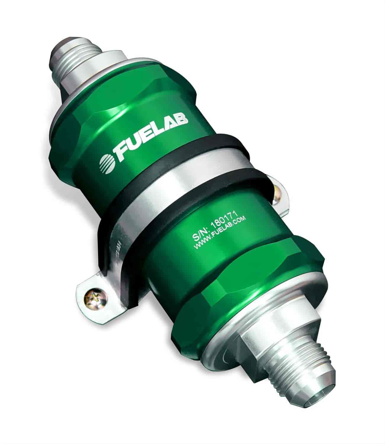 In-Line Fuel Filter Standard Length -10AN Inlet/-8AN Outlet 40 micron stainless steel element