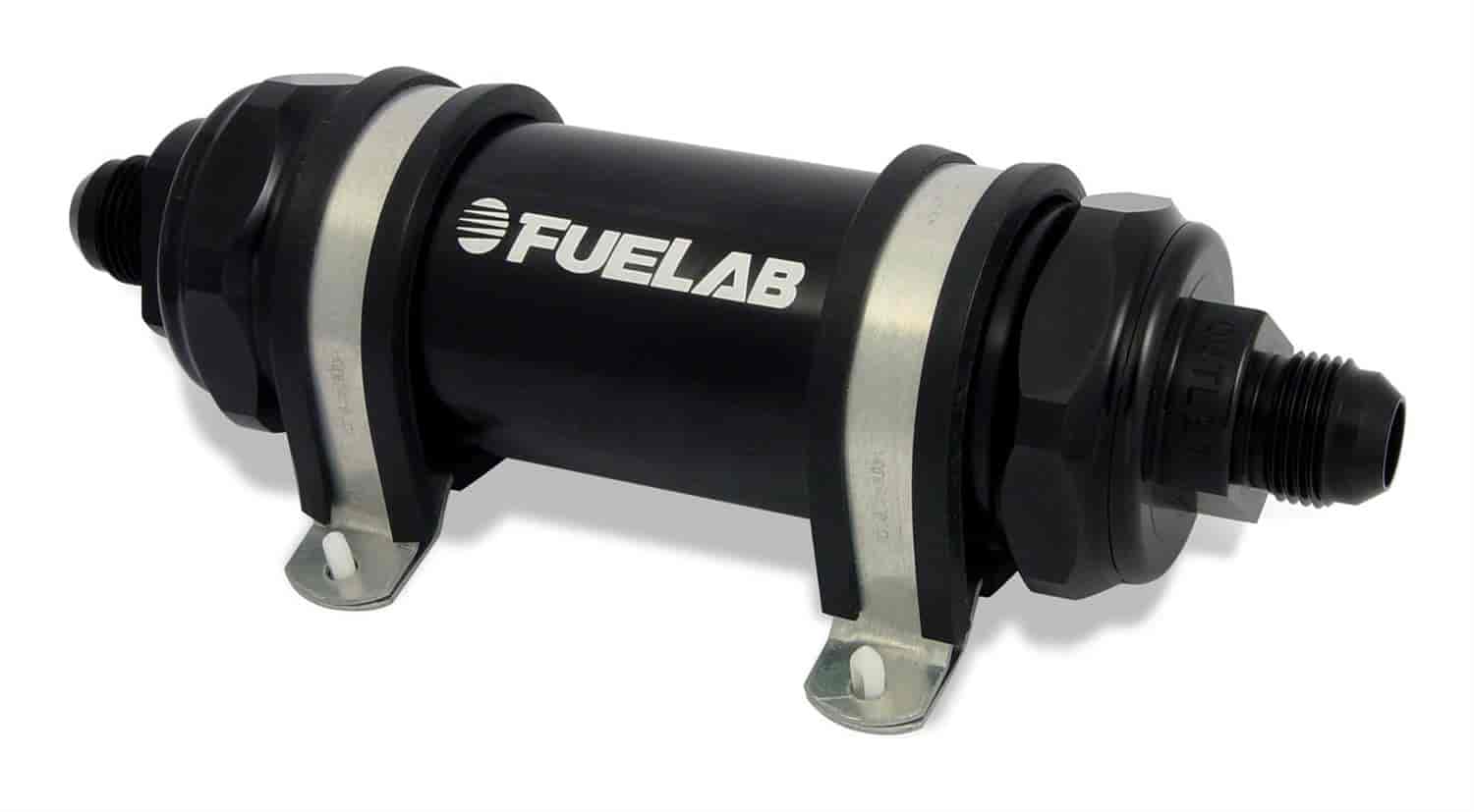 In-Line Fuel Filter Long Length -8AN Inlet/-10AN Outlet 75 micron stainless steel element