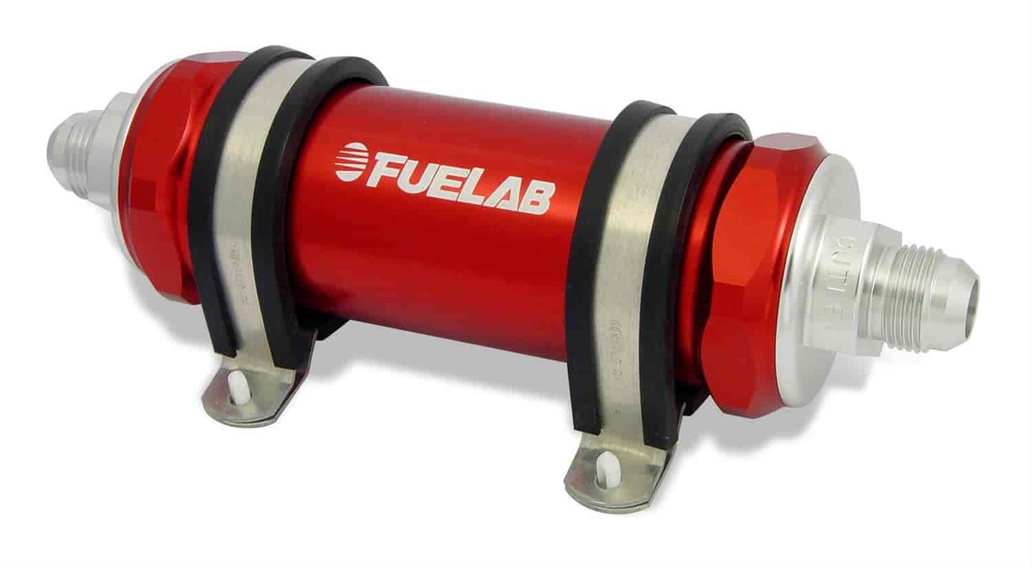 In-Line Fuel Filter Long Length -8AN Inlet/-10AN Outlet 75 micron stainless steel element