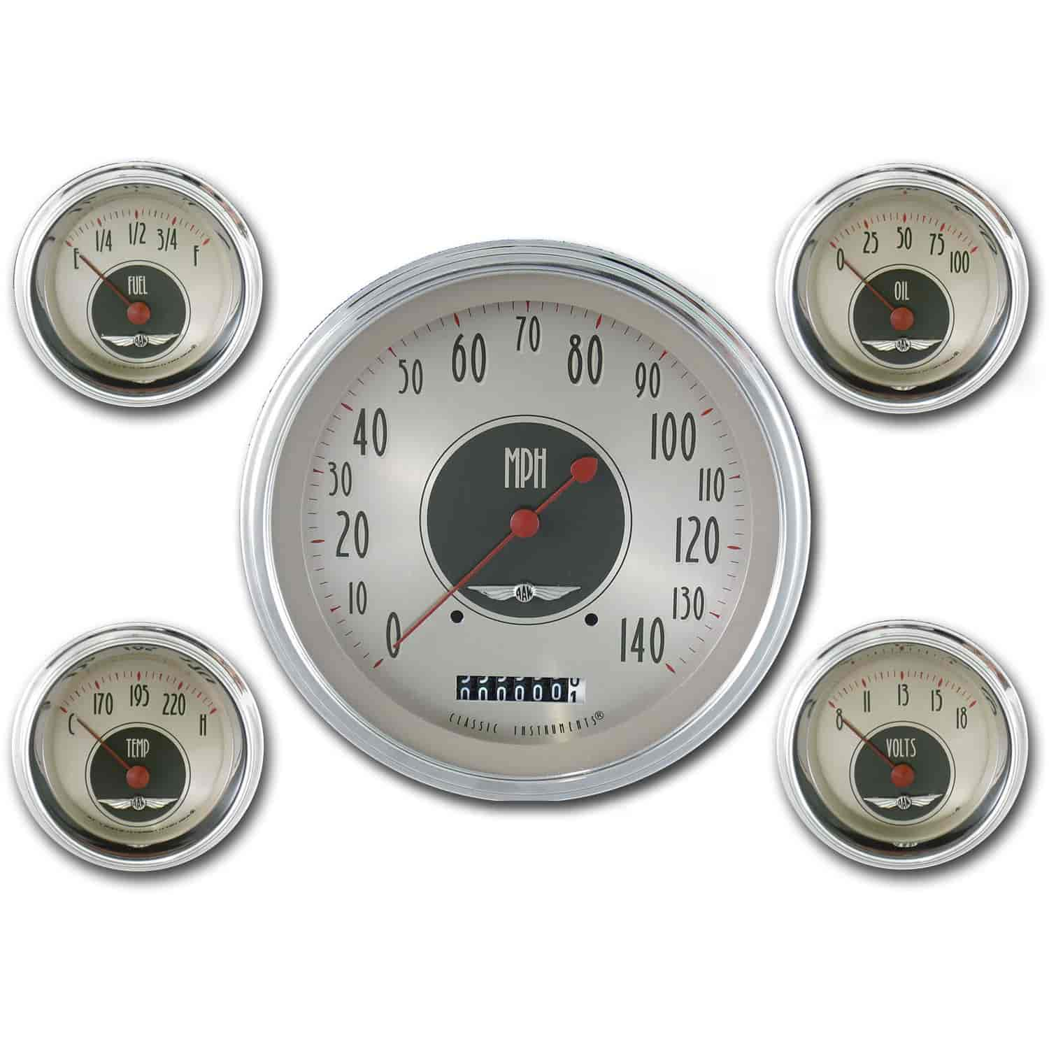 All American Nickel 5-Gauge Set 4-5/8" Electrical Speedometer (140 mph)