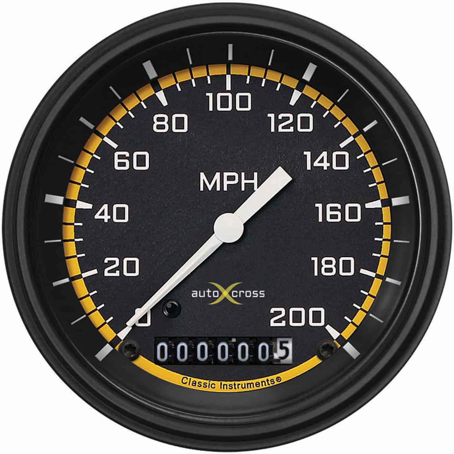 Yellow AutoCross Series Speedometer 3-3/8