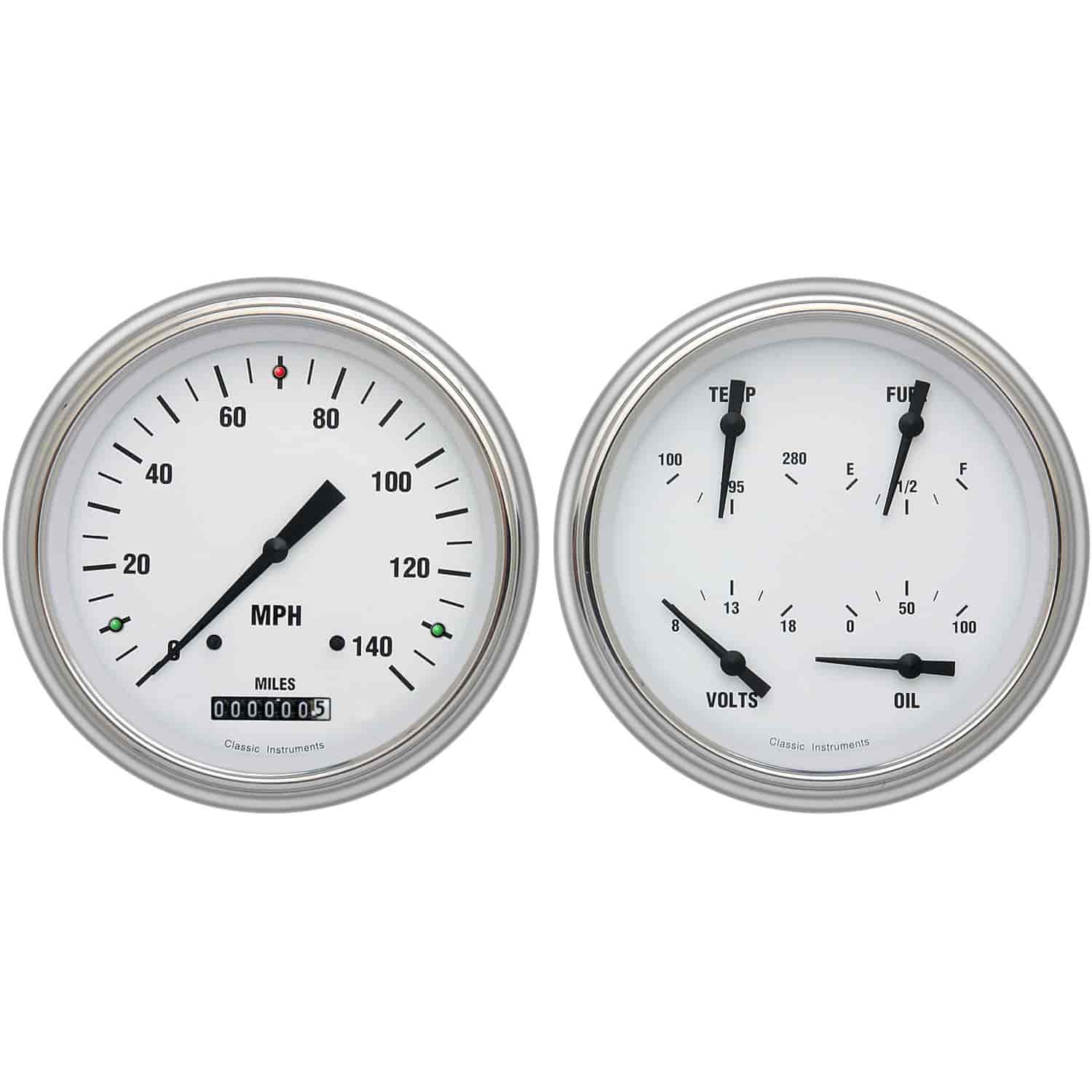 White Hot Series Gauge Package 1951-52 Chevy Car Includes: