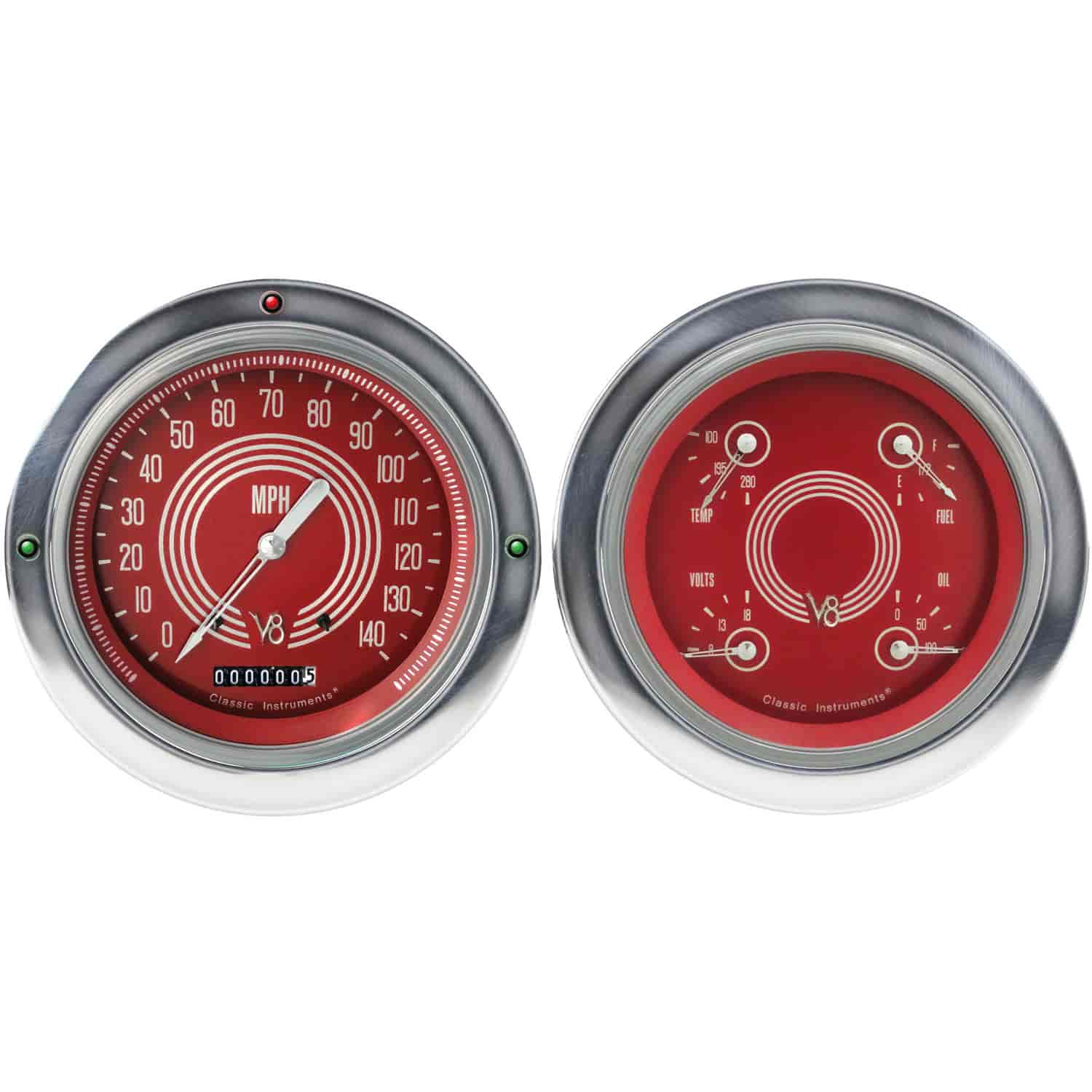 V8 Red Steelie Series Gauge Package 1954-55 Chevy Truck (First Series) Includes: