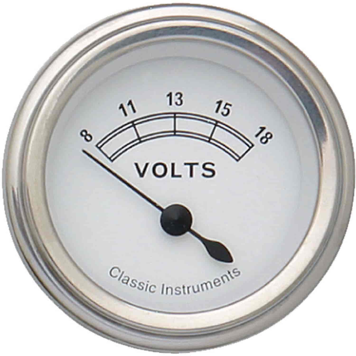 Classic White Series Voltmeter 2-1/8