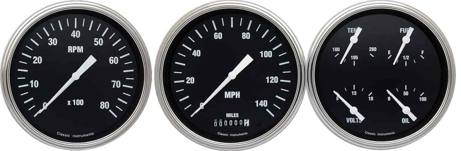 Hot Rod Series 3-Gauge Set 4-5/8" Electrical Speedometer (140 mph)