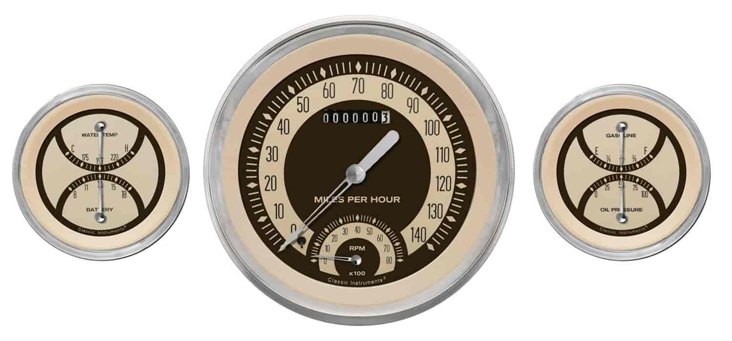 Nostalgia VT Series 3-Gauge Set 4-5/8" Electrical Speedtachular Gauge