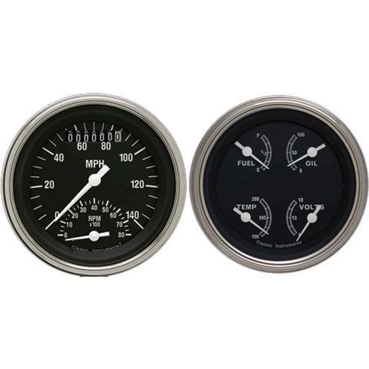 Traditional Series 2-Gauge Set 3-3/8" Electrical Ultimate Speedometer (140 mph)