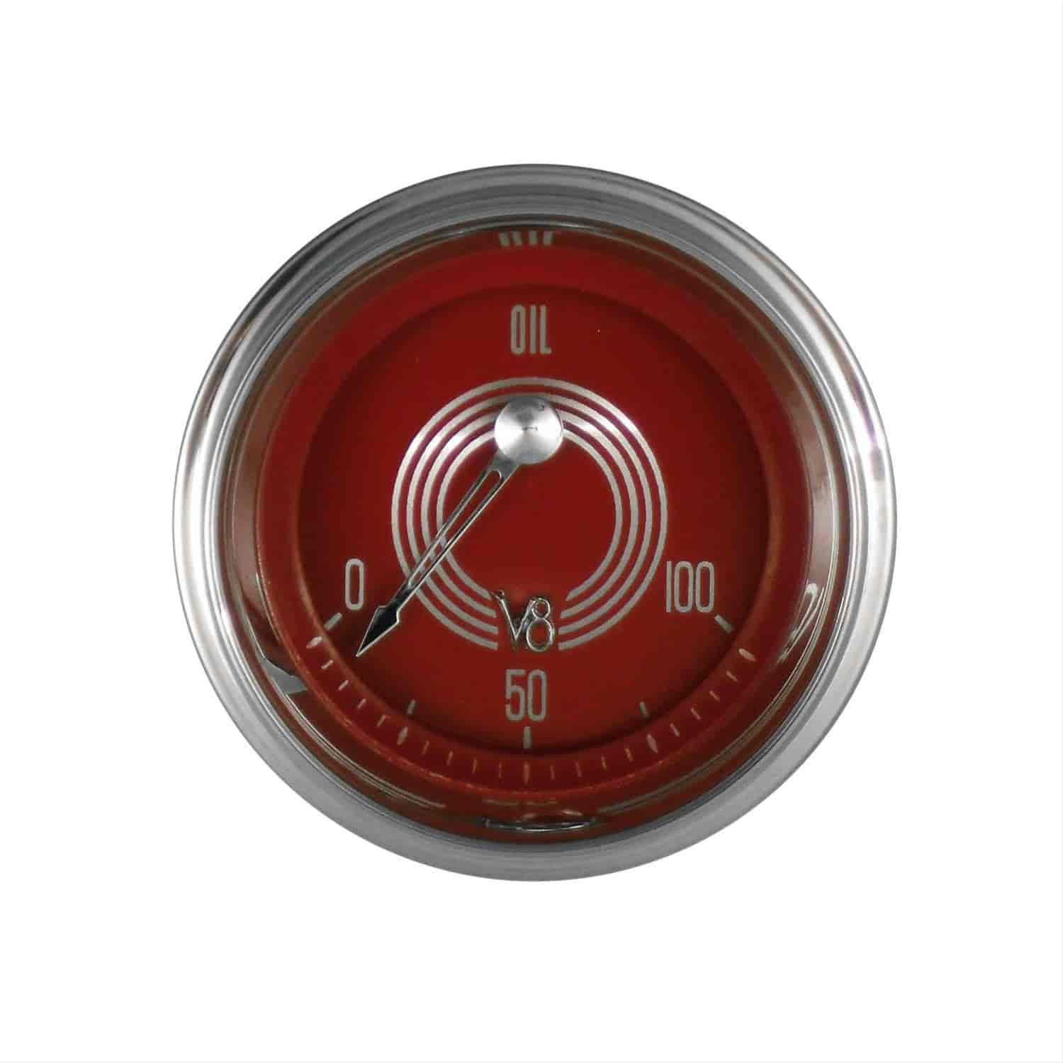 V8 Red Steelie Series Oil Pressure Gauge 2-1/8