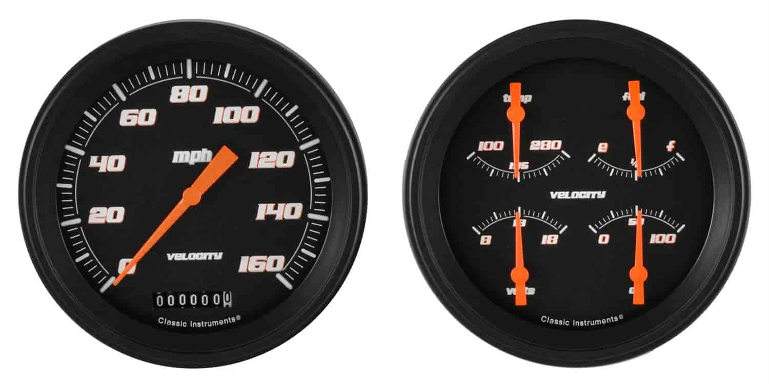 Velocity Black Series 2-Gauge Set 4-5/8" Electrical Speedometer (160 mph)