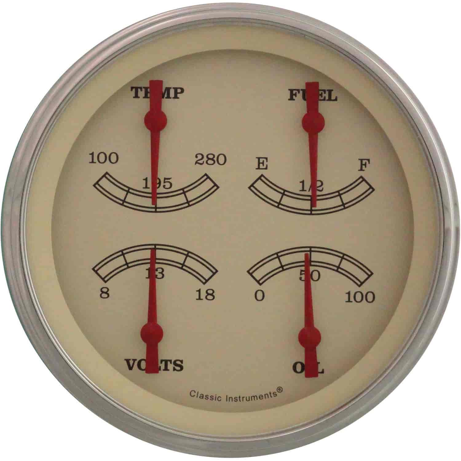 Vintage Series Quad Gauge 4-5/8" Electrical Includes: