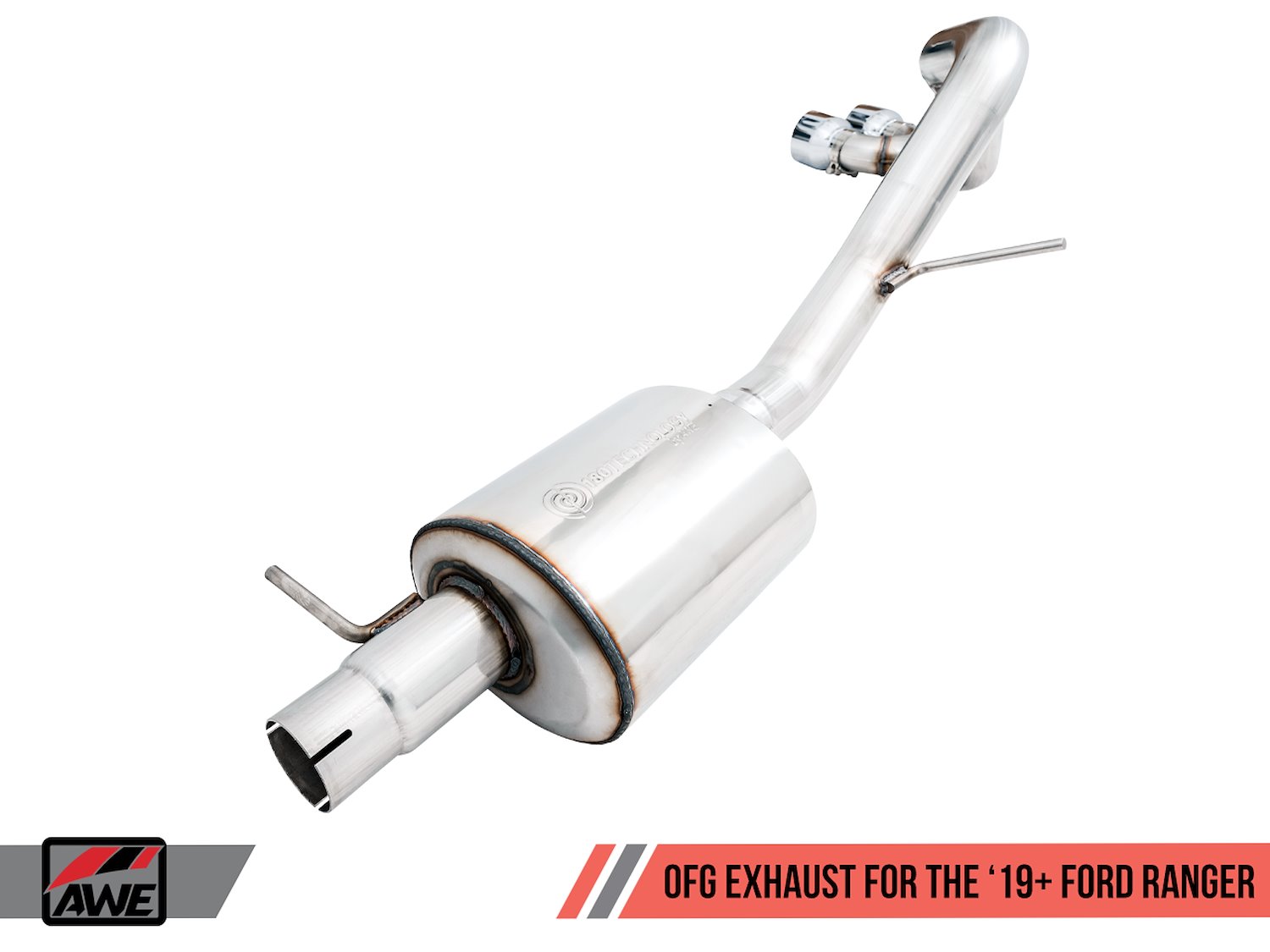 0FG Exhaust with BashGuard for Ford Ranger - Dual Chrome Silver Tips