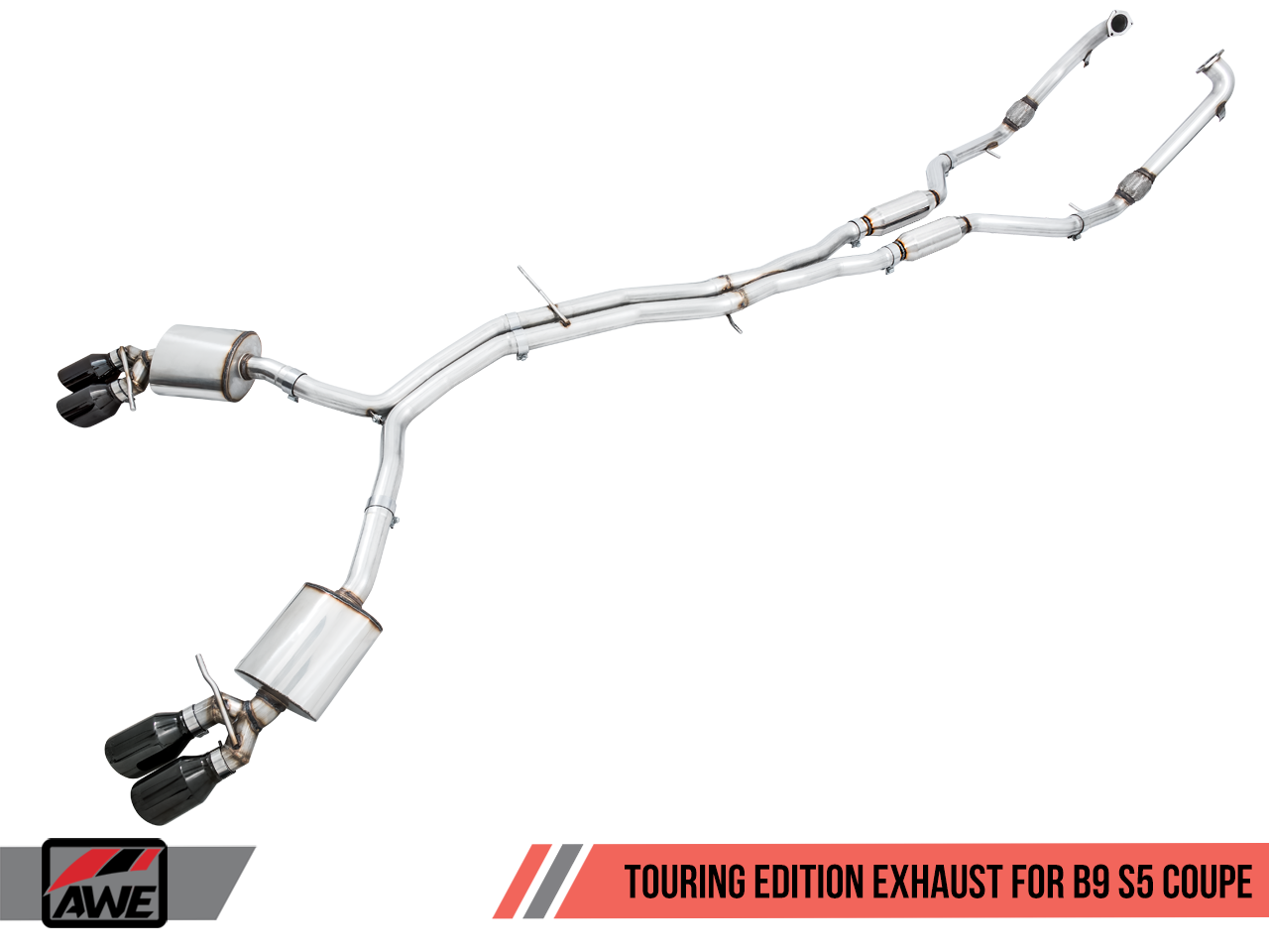 AWE Touring Edition Exhaust for Audi B9 S5 Coupe - Diamond Black 90mm Tips