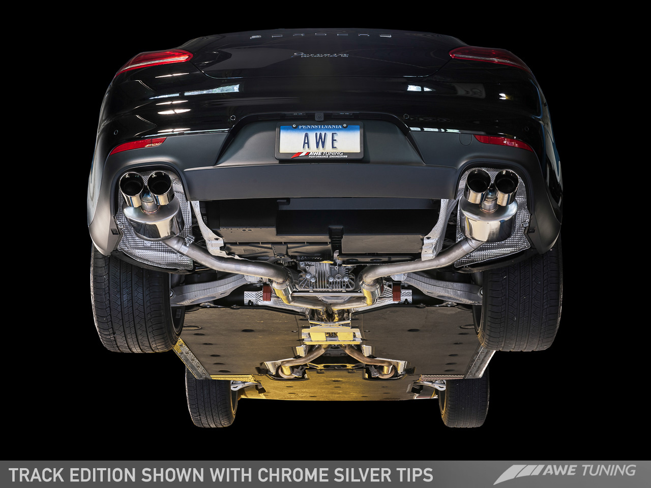 AWE Track Edition Exhaust for 970 Panamera 2/4 (2011-2013) -- With Chrome Silver Tips