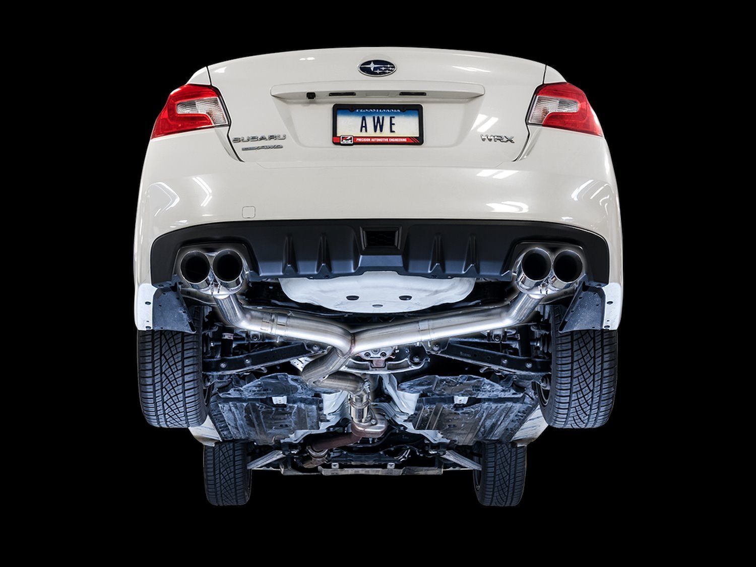 AWE Track Edition Exhaust for VA / GV WRX / STI Sedan - Chrome Silver Quad Tips (102mm)