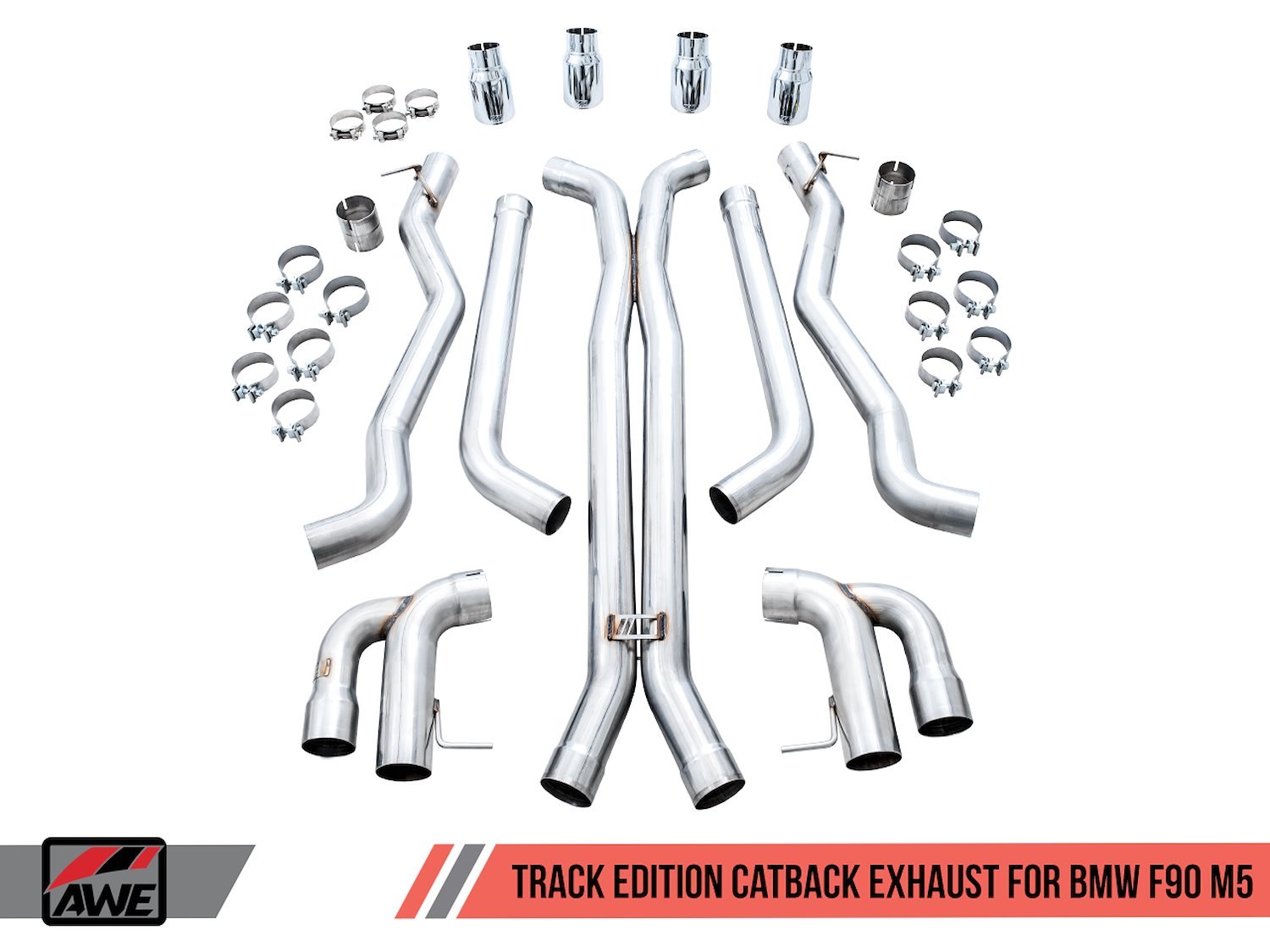 AWE Track Edition Axle-back Exhaust for BMW F90 M5 - Chrome Silver Tips