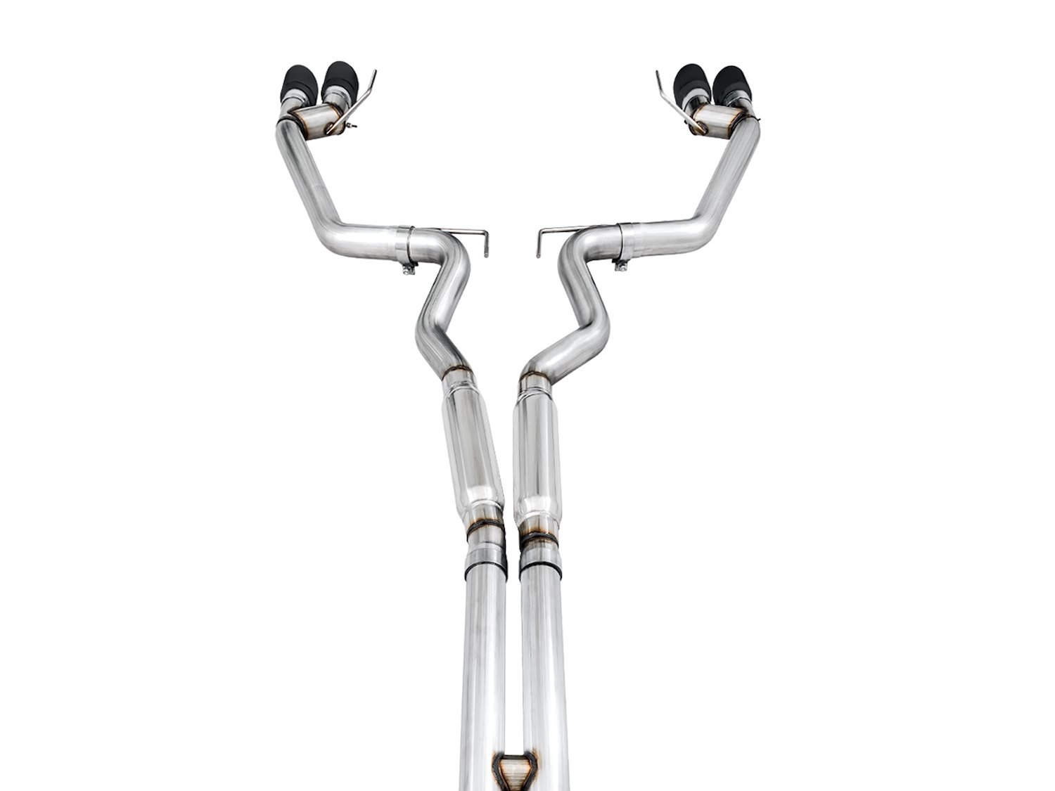 AWE Track Edition Cat-back Exhaust for the 2018+ Mustang GT - Quad Diamond Black Tips
