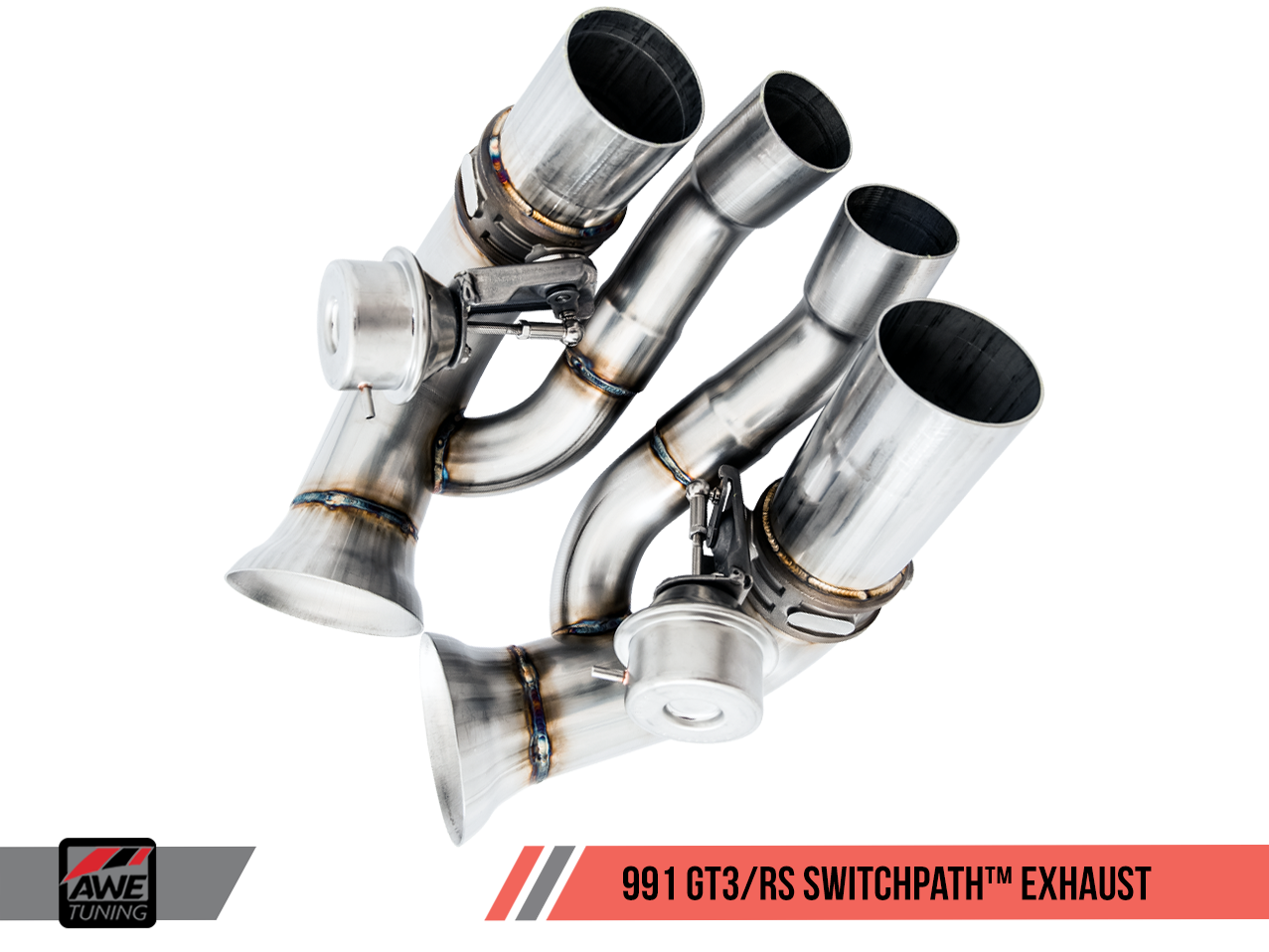 AWE SwitchPath Exhaust for Porsche 991.1 / 991.2 GT3 / RS - Chrome Silver Tips
