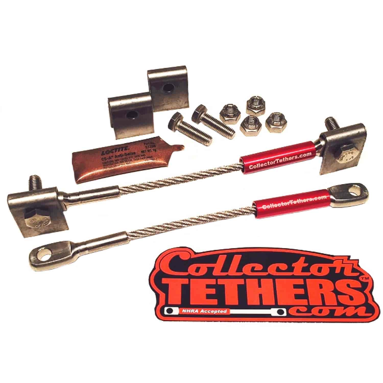 Weld On Collector Tether Kit Stainless Steel Brackets with Red Marking Sleeve