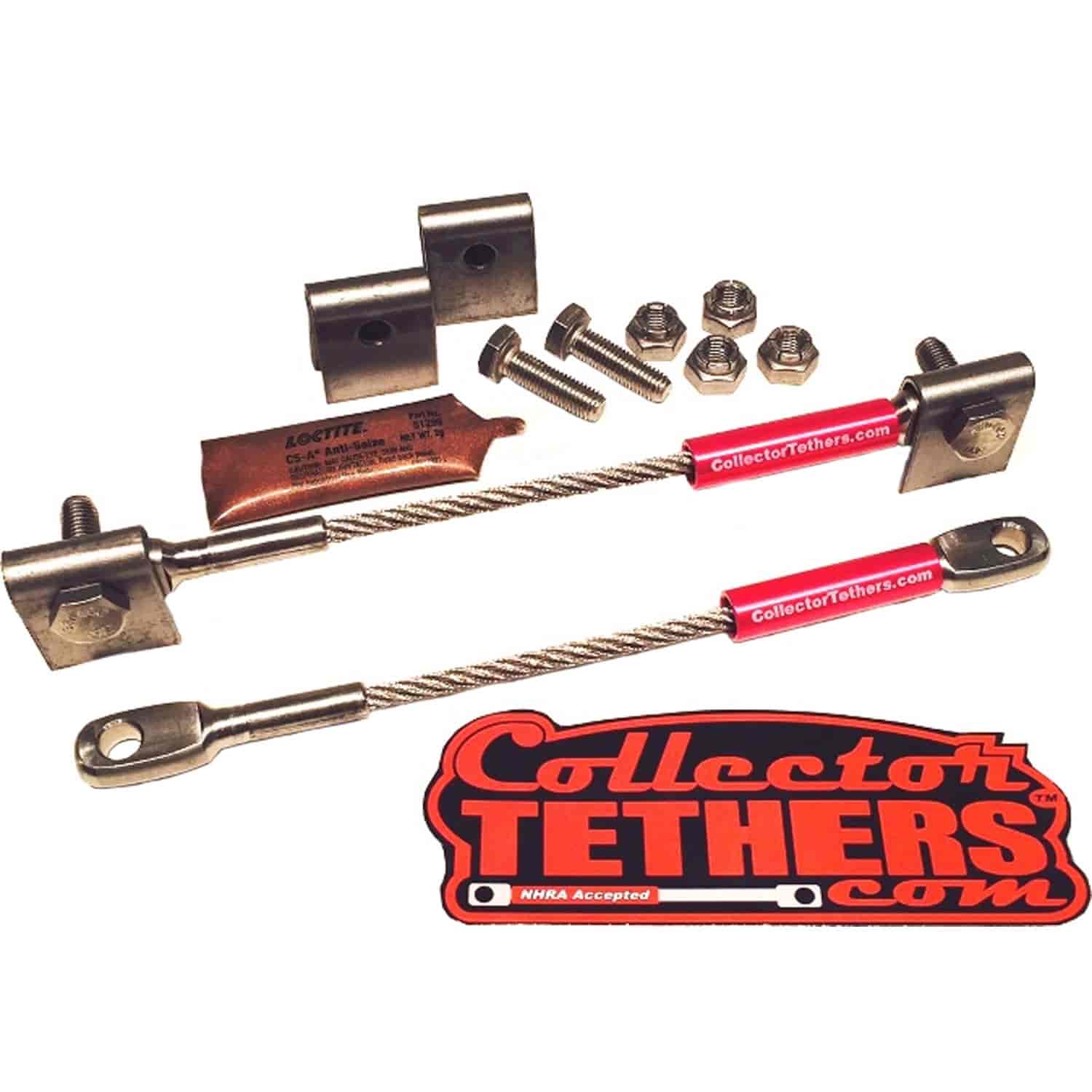 Weld On Collector Tether Kit Stainless Steel Brackets with Pink Marking Sleeve