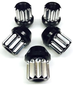 Wheel Lug Nuts 12 x 1.5 mm Black Machined Finish