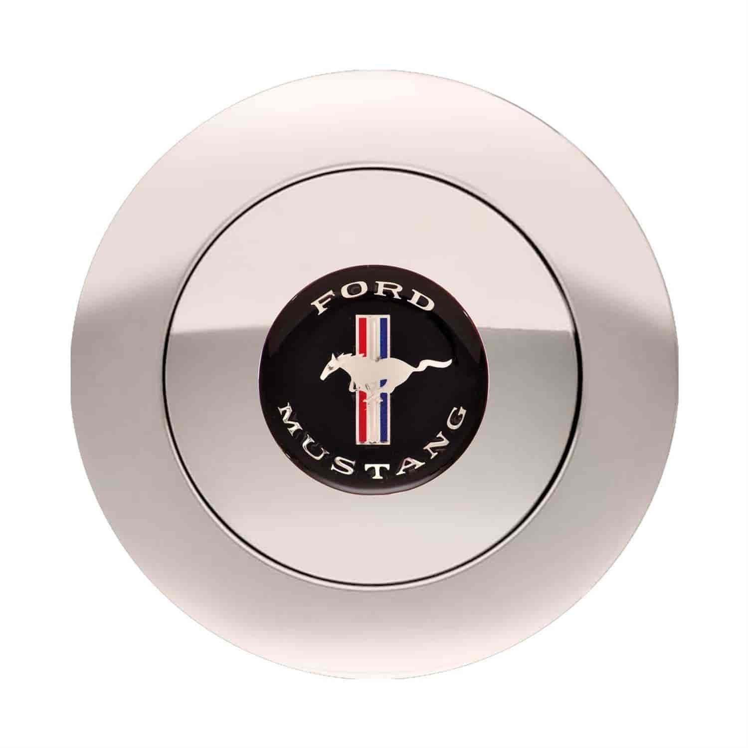 Ford Mustang Large Diameter Covers Bolt Pattern Horn Button Billet w/Color Emblem