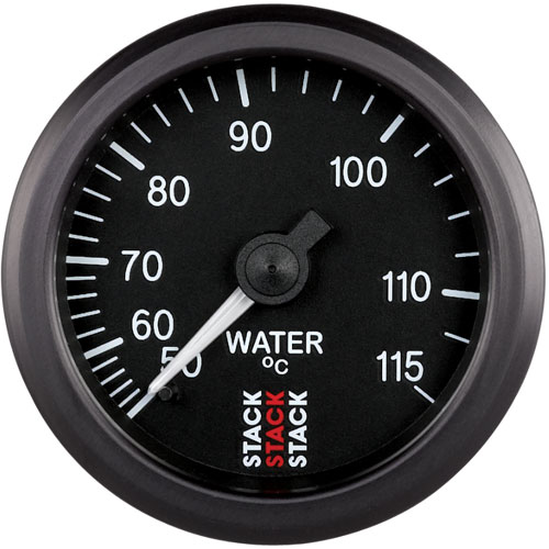 GAUGE WATER TEMP MECHANICAL 52MM BLACK 50-115C 3/8 BSPT M