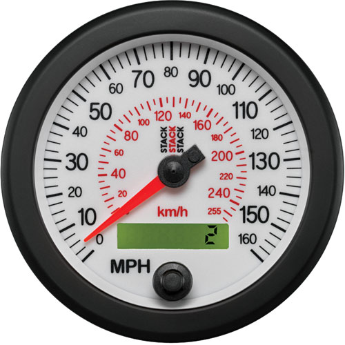 SPEEDOMETER ELEC 88MM WHT 0-160 MPH / 260 KM/H PROGRAMMABLE