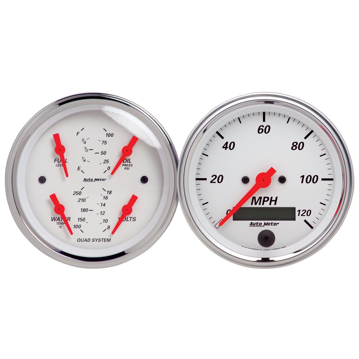 Arctic White Quad Gauge Kit 3-3/8" Electrical