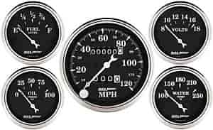 Old Tyme Black 5-Gauge Kit Includes: 3-1/8" Mechanical Speedometer (120 mph)