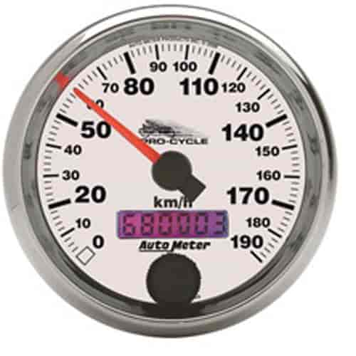 GAUGE SPEEDO 2 5/8 190 KMH ELEC WHITE PRO-CYCLE