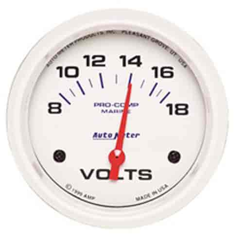 Pro-Comp White Phantom Marine Voltmeter Diameter: 2-5/8