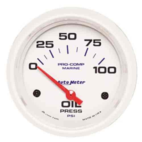Pro-Comp White Phantom Marine Oil Pressure Gauge Diameter:
