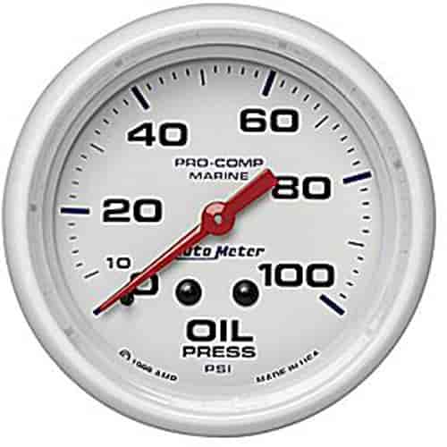 Pro-Comp White Phantom Marine Oil Pressure Gauge Diameter: