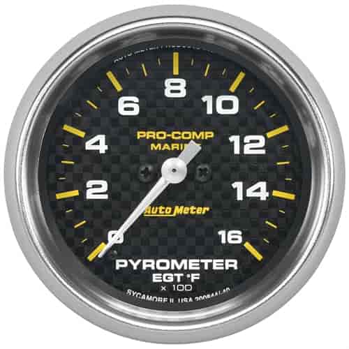 Pro-Comp Carbon Fiber Marine Pyrometer Gauge Diameter: 2-5/8