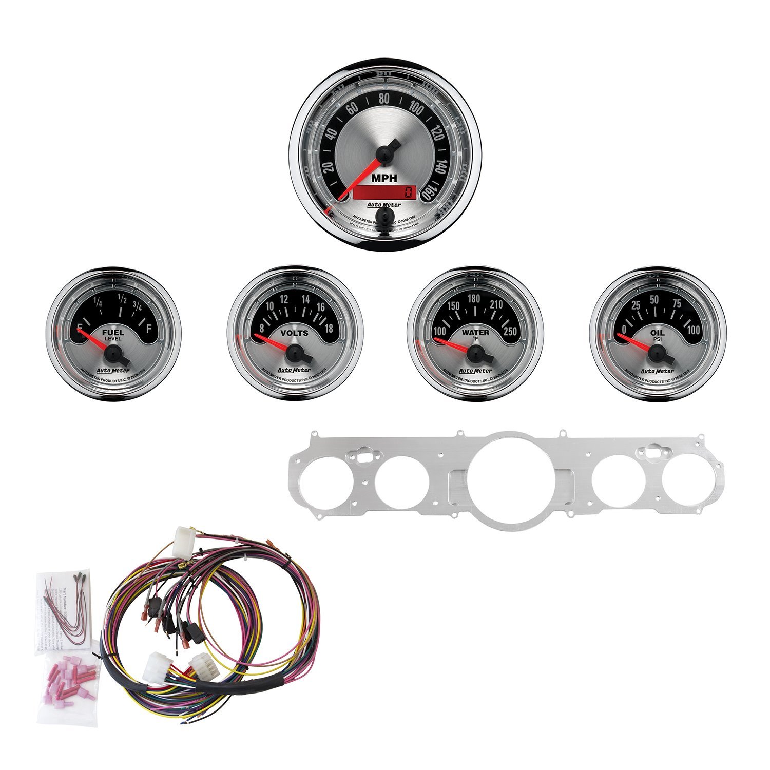 5-Gauge Direct-Fit Dash Kit 1965-1966 Ford Mustang - American Muscle Series - Polished Panel