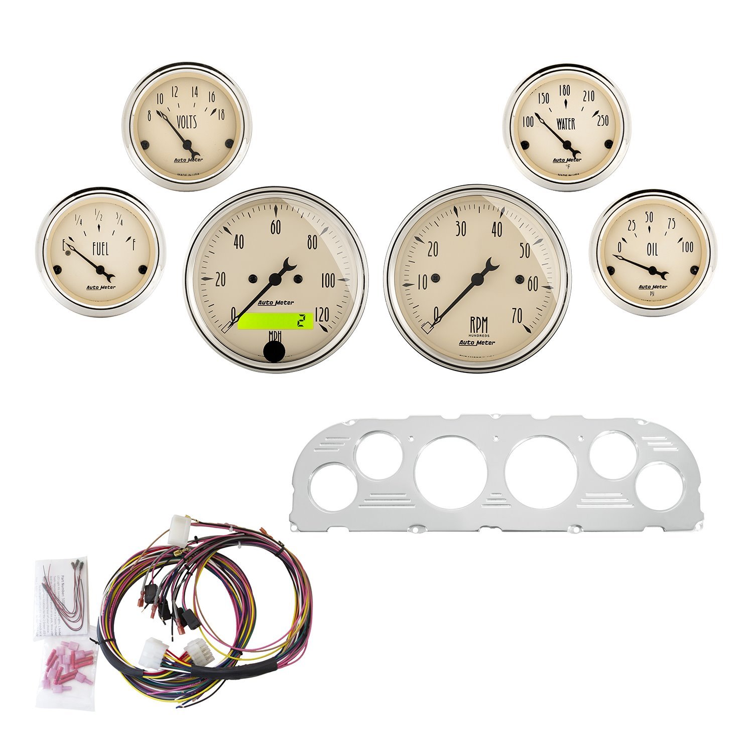 6-Gauge Direct-Fit Dash Kit 1960-1963 Chevy Truck - Antique Beige Series - Polished Panel