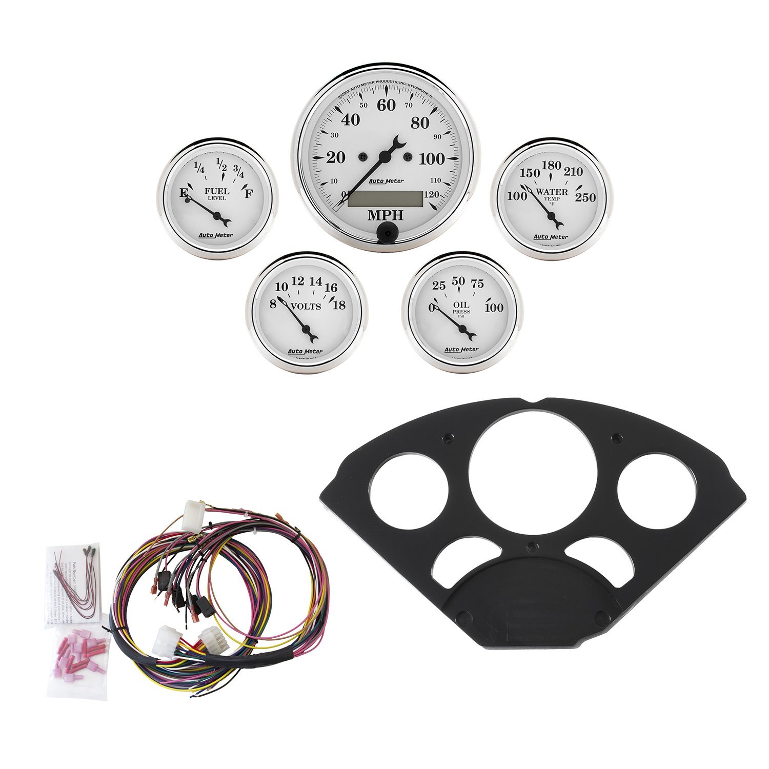 5-Gauge Direct-Fit Dash Kit 1955-1956 Chevy Car - Old Tyme White Series